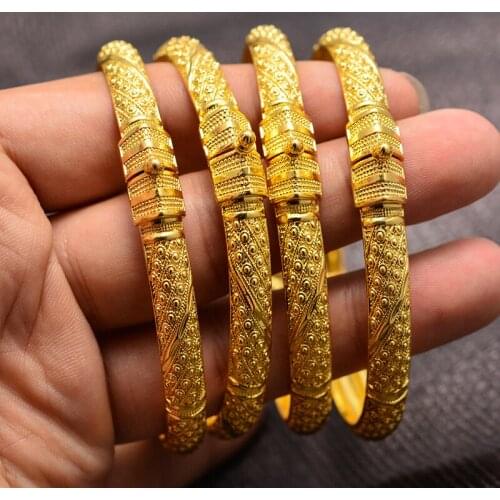 Dubai Arabic Kuwait Nigeria Gold Color Queen Bangles Bracelets For women Girl Dubai Arabic middle East bride African jewelry