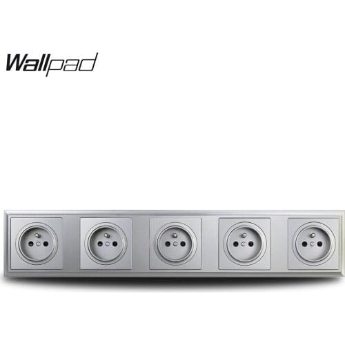 Luxury Grey 5 Way French Electric Wall Socket With Grounding Pin L6-P70 Plastic Palace 430 * 86 mm Poland Belgium Charger Plates