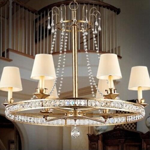 European crystal pendant lamp dining room living room dining table lamp simple iron French creative K9 bedroom lights ZA ZX141