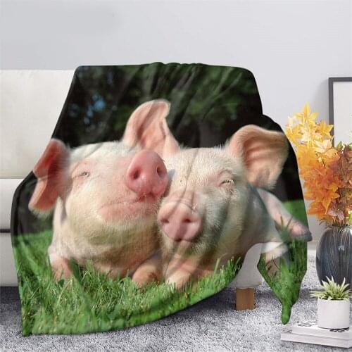 Funny Little White Pig Flannel Blanket Warm Bedroom Fashion Throw Blanket on Bed Sofa Bedding Travel Blanket for Adult Kid Quilt