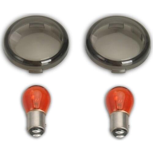 1157 12V Smoked Bullet Turn Signal Lens Kit with bulbs for harley sportster XL883N XL1200N Dyna softail 12-17 FLS 08-11 FXCW