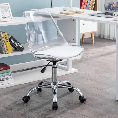 Computer chair rotary lift small family white chair simple transparent small space office chair study chair leisure chair dressi