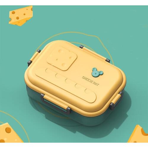 1.2L Stainless Steel LunchBox Bento Box For Kids Office Worker 2 Compartments Microwae Heating Lunch Container Food Storage Box