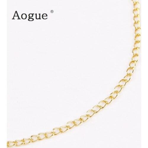 5m/lot 0.4x2x2.7mm Metal Necklace Chain Gold/Antique Bronze Colors Bracelet Findings Iron Link Chain For DIY Jewelry Accessories