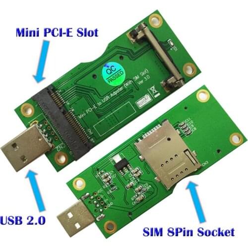 Mini Wireless PCI-E Card Slot to USB Adapter with SIM 8Pin for WWAN/LTE Module