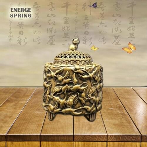 Mini Copper Incense Burner Solid Brass Floating Sculpture Kitten Crane Incense Burner Aroma Burner For Home Decor Ornaments