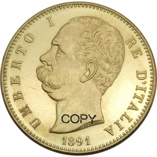 Italy 100 Lire Umberto I 1891 R Brass Copy Coin