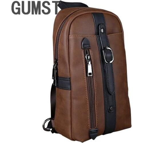 Mens Large Capacity Chest Sling Bag Travel Hiking CrossBody Messenger bags Solid Men Leather Bag Casual Daypack