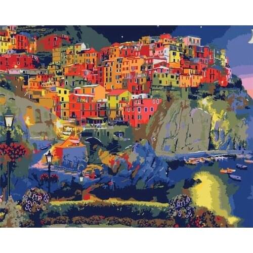 Gatyztory 60×75cm DIY Painting By Numbers Abstract house Canvas Drawing Acrylic Paints Handpainted Kits Art Wall Decor Frame Uni