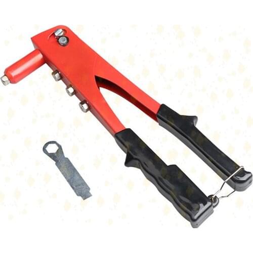 Rivet Gun Hand Riveter Set, 4 Sizes of Rivet Heads Attached, Heavy Duty Durable Single Hand Rivet Gun Tool for Metal, Plastic