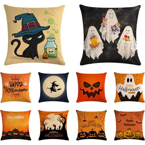 Trick or Treat/pumpkin Cat Witch Cushion Cover Happy Halloween Throw Pillow Cover Happy Fall Y'all Ghosts Horror Pillowcase