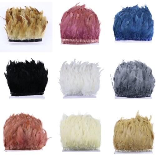 Wholesale 1meter Dyed Rooster Feather Trim Chicken Ribbon DIY Clothing Dress Sewing Accessories feathers for Crafts