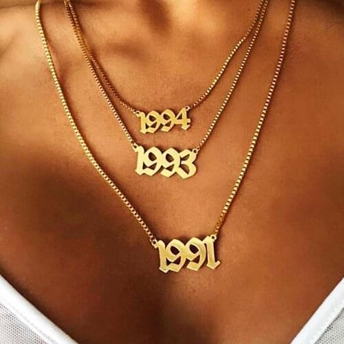 Number 1985 To 2019 Number Date Of Birth Personalized Custom Jewelry Year Necklace Birthday Gift Collier Femme bff 1993/1994
