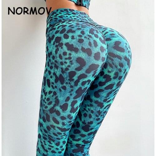 NORMOV Sexy Leopard Print Suit Yoga Leggings Women Gym Seamless High Waist Leggings Push Up Yoga Skinny Pants+Sports Tube Top