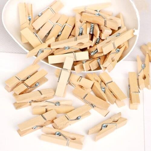 Natural Wooden Clothes Photo Paper Clothespin Craft Clips Portable Wood Clamp DIY Wedding Party Decoration Clips Pegs