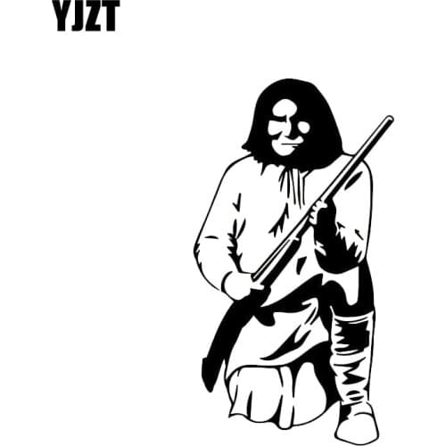 YJZT 7.8*14.1CM Vivid Indian Leader Hunter Warrior Decal Covering The Body Soldier Car Sticker Black/Silver Vinyl C21-0066