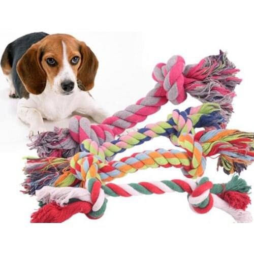 18cm Cotton Rope Pet Dog Toy Puppy Cat Chew Knot Durable Braided Bone Rope Teeth Cleaning Molar Toy Pet Supplies (Random Color )