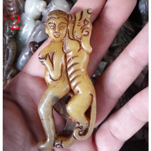 Chinese old handwork Green Jade Dragon Pendant / cargo free chiseled