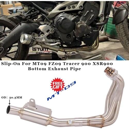 For Yamaha MT09 FZ09 Tracer 900 XSR900 Bottom Exhaust Pipe Motorcycle Exhaust Escape Modified Front Link Pipe 51MM Muffler