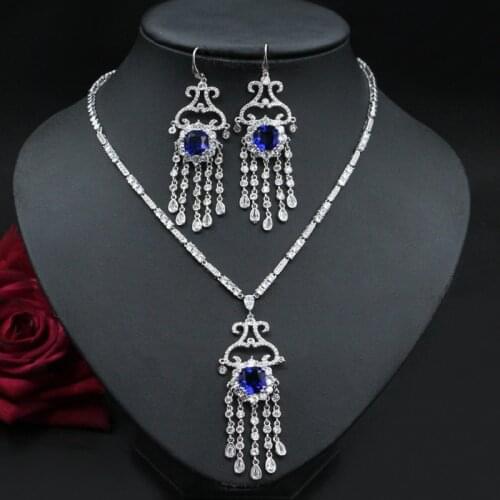 Zlxgirl bridal jewelry sets colorful Cubic Zircon crown wedding Choker Necklace Jewellery Set Bridal Costume Jewelry