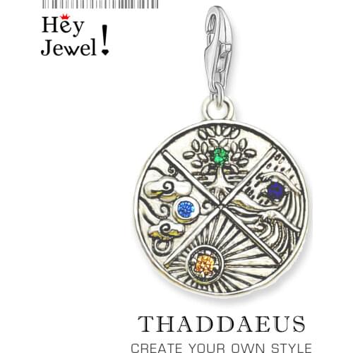 Earth, Water, Air, Fire Elements Charm Philosophers Gift fit DIY Europe Bracelet Necklace 925 Sterling Silver Fine Jewelry