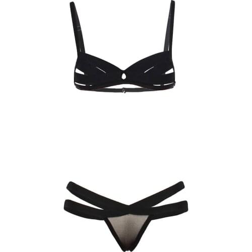 Women Sexy Lingerie Corset Solid Lace Underwire Muslin Sleepwear Underwear Underpants+Bra Femme Underwear micro bikini extreme