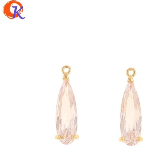 Cordial Design 10Pcs 6*18MM CZ Pendant/Jewelry Accessories/Genuine Gold Plating/Charms/DIY Making/Hand Made/Earring Findings