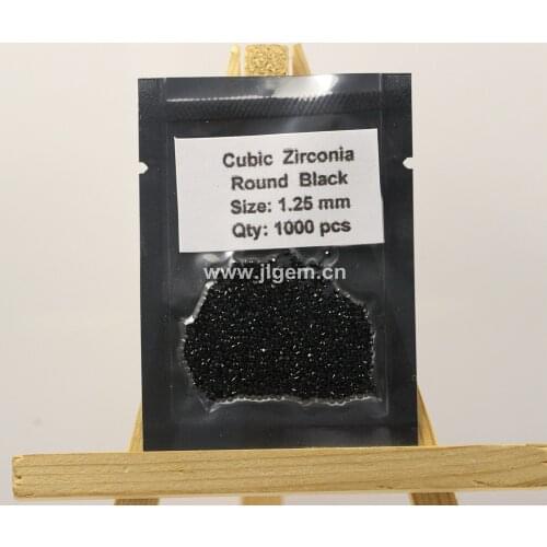 1000pcs/lot) 1.0 mm to 3.0mm Round Black Cubic Zirconia Loose CZ Stone / AAAAA Quality Grade Synthetic Gems For Jewelry