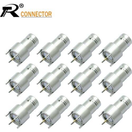 12/50/100pcs Adapter Connector BNC Female Jack Chassis Straight R Connector Bulkhead Nut PCB Mount Flange RF Coaxial