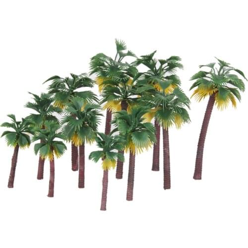 12pcs Miniature Layout Rainforest Plastic Palm Tree Model Diorama Scenery HO OO N 1:65-150