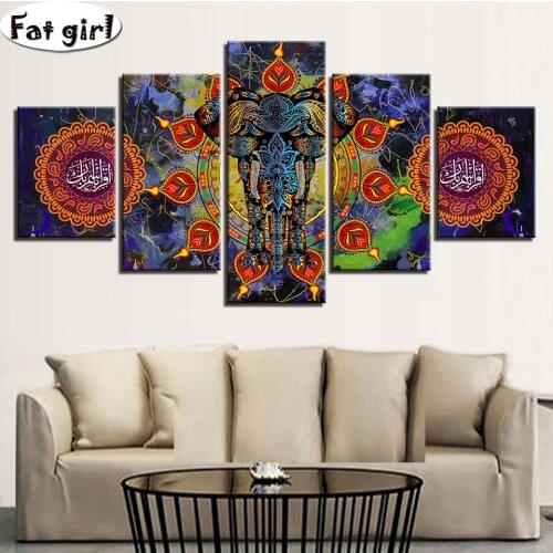 5 Pieces Hindu Elephant Painting diamond painting animal mandala 5d diy diamond embroidery mosaic Rhinestone patch Home mural