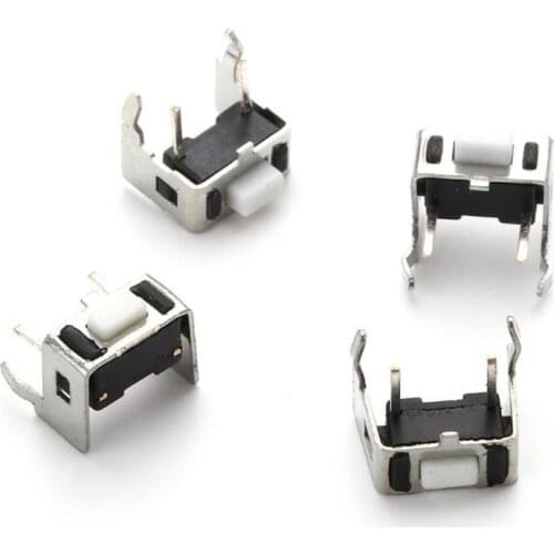50pcs 3x6x4.3/5.0mm Horizontal-type Direct Insertion Patch Tact Button Switch 2 Pins Side Press-button Microswitch with Bracket