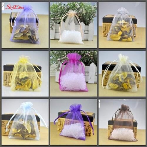 50pcs 20*30cm/25*35cm Solid Colors Tulle Fabric Pouchs Gauze Element Jewelry Packaging Bags Wedding Party Gift Bags 7zSH312