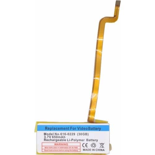 50pcs /lot 650mAh 3.7V Battery For iPod Classic Gen 6th 7th 80GB 120GB Thin 160GB for iPod 5/5.5 Gen Video 30GB 616-0229 battery