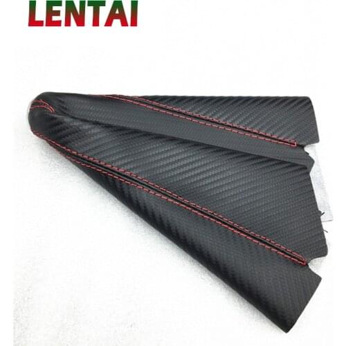 EALEN Carbon fiber Car Gear Shift head dust-proof cover leather For Saab honda civic Skoda Octavia A7 Rapid Fabia Yeti Renault