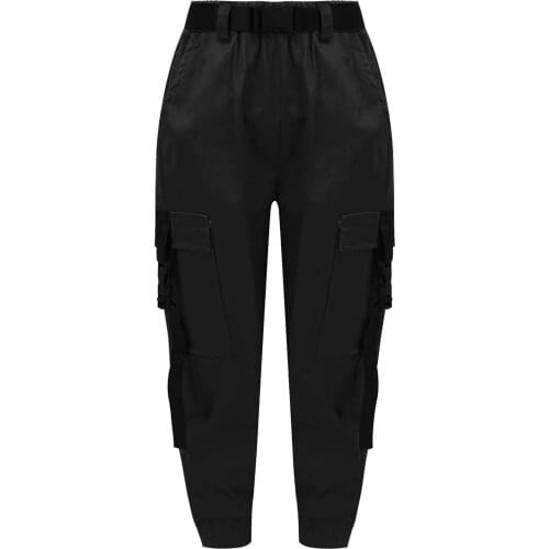 Pants for Kids Girls Cargo Pants Pure Color Trousers Pocket Loose Sport Pants High Waist Elastic Children Casual Running Pants