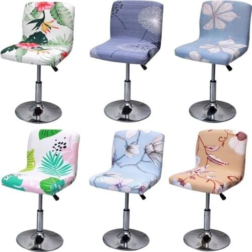 Flower Bar Stool Chair Cover Low Back Chair Slipover Spandex Seat Case Elastic Office Chair Cover Dining Seat Protector 2021