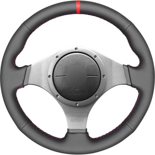 Red Marker Black PU Faux Leather Car Steering Wheel Cover for Mitsubishi Lancer Evolution 8 VIII 2003-2005 Lancer Evolution 9 IX
