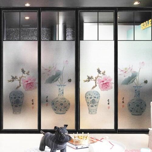 Custom Size Decorative Glass Window Film No Glue Opaque Window Stickers Static Cling Foil For Smooth Glass Living Room