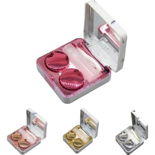 Marble Contact Lenses Case Dust-proof Anti-scratch Clear Printing Travel Contact Lenses Case Kit with Mirror lentes de contacto