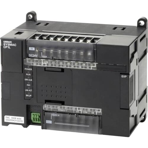 CP1L-EL20DT-D PLC, 24 VDC supply, 12 x 24 VDC inputs, 8 x NPN outputs 0.3 A, 2 x analog inputs, 5K steps program + 10K words dat