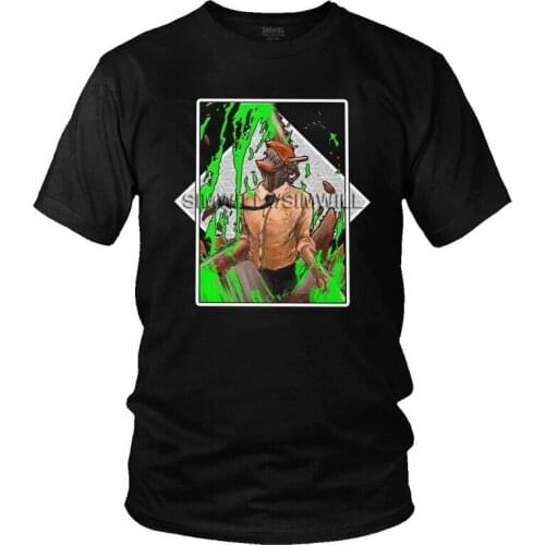 The Chainsaw Man Devil Power T Shirt Men Cotton Printed T-shirt Graphic Tshirt Short Sleeve Demon Hunter Denji Tee Top Clothing