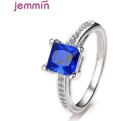 Geometric Square Zircon Dainty Engagement Rings for Women Ladies CZ Crystal Natural Stone Wedding Band Jewelry Party Gift