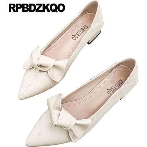 China women flats shoes with little cute bowtie wedding pointy dress kawaii ladies slip on 2019 pointed toe bow party chinese