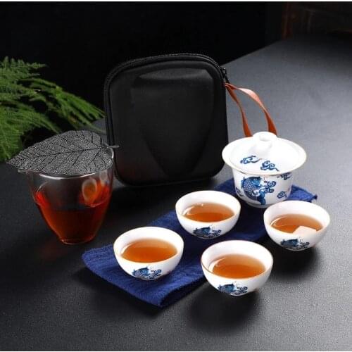 Chinese Kung Fu Teapot Tea Set Ceramic Portable Teapot Set One Pot Two Cup Outdoor Travel Gaiwan Teaware Ceremony Teacup Gifts