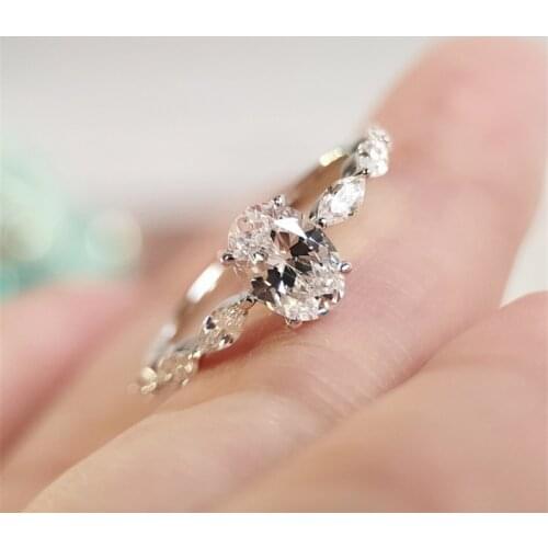 S925 Sterling Silver Color Ring for Women Natural Moissanite Gemstone Jewelry Anillos De Egg Shape Wedding Silver 925 Jewelry