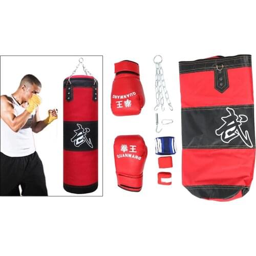 Boxing Sandbag Empty Punching Bag Kickboxing Glove Wrap Brace Ceiling Mount Hook