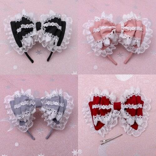 Japanese Princess Maid Kawaii Sweet Lolita Headwear Lace Hair Band Hair Clip Girl Gothic Lolita KC Halloween Accessories