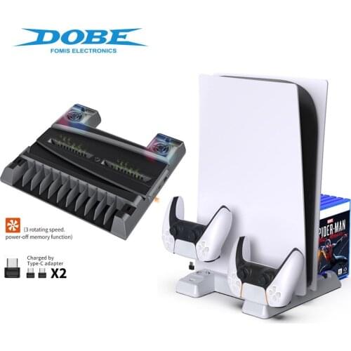 PS5 Multifunctional Cooling Base PS5 Host Universal Base Cooling Fan Disc Storage Rack Handle Dual Charging