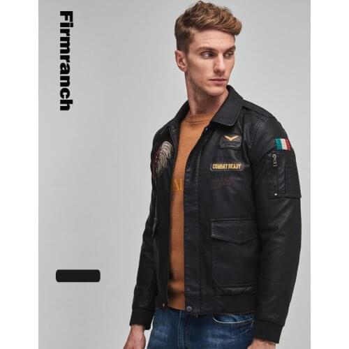 Firmranch 2020 new autumn Indian embroidered mens PU leather jacket men biker coat steampunk men streetwear jacket slim homme